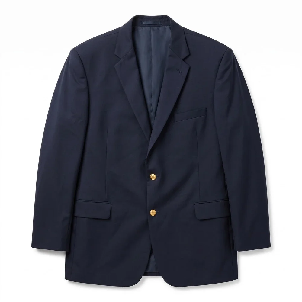 Jos A Bank Blazer Mens 48L Navy Blue 100% Wool Gold Crest Buttons
